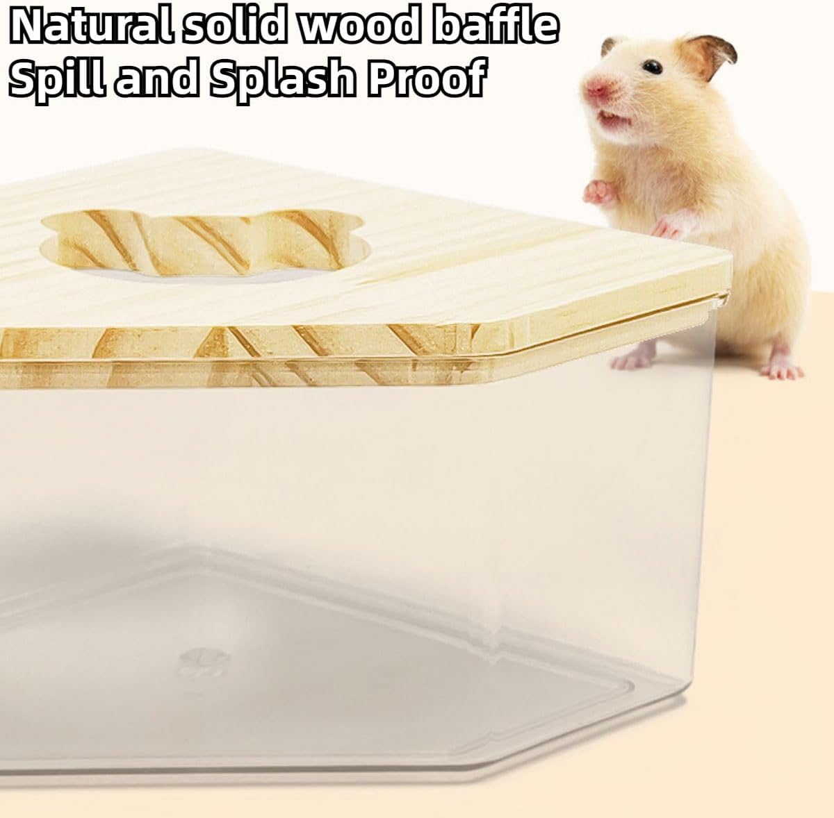 Hamster Sand Bath Box Container, Small Pet Sandbox Lid Design Take Bath Wooden Sandbox Dust Bath, Transparent Bathroom & Digging Box Acrylic Syrian Hamster Litter Box Small Animal Accessories (A)