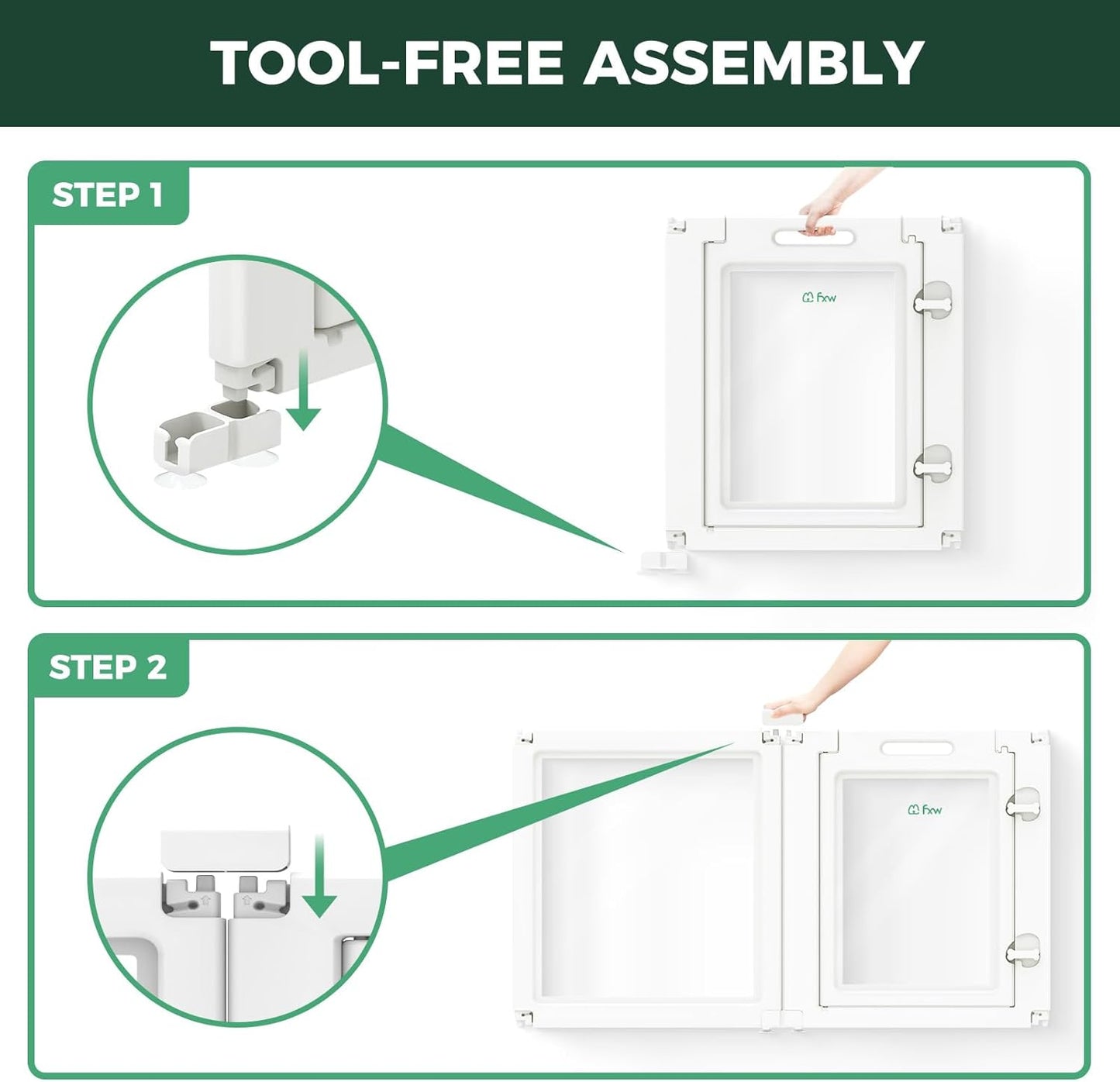 FXW AuraSpace Acrylic Indoor Unleashed Dog Playpen for Puppies and Small Dogs, 24 Inch, 12 Panels, White