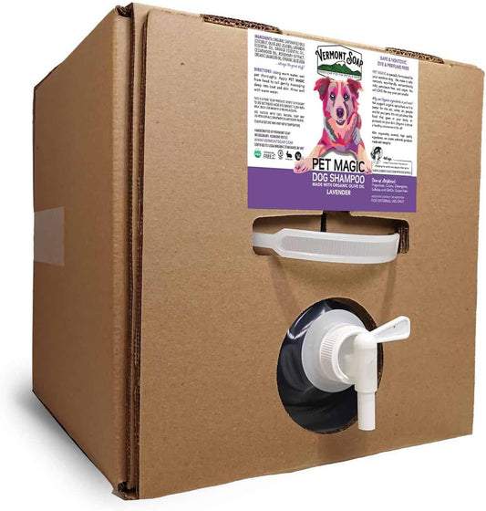 VERMONT SOAP Organics Pet Shampoo - Infused with Organic & Natural Olive Oil, Coconut & Aloe Vera Dog Shampoo for Sensitive Skin - USDA Certified Grooming Pet Shampoo - Lavender (640oz)