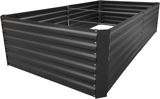 8x4x2FT Metal Raised Garden Bed Kit, Galvanized Outdoor Garden Bed Planter Box for Vegetables, Flowers, Herbs, Succulents and More, Black