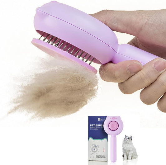 Cat Brush Dog brushes with Release Button for Shedding Grooming, fit for Long or Medium Haired Cats, Lightweight Skin Friendly Pet Brush Hair Removal Comb Brushes for Kitten