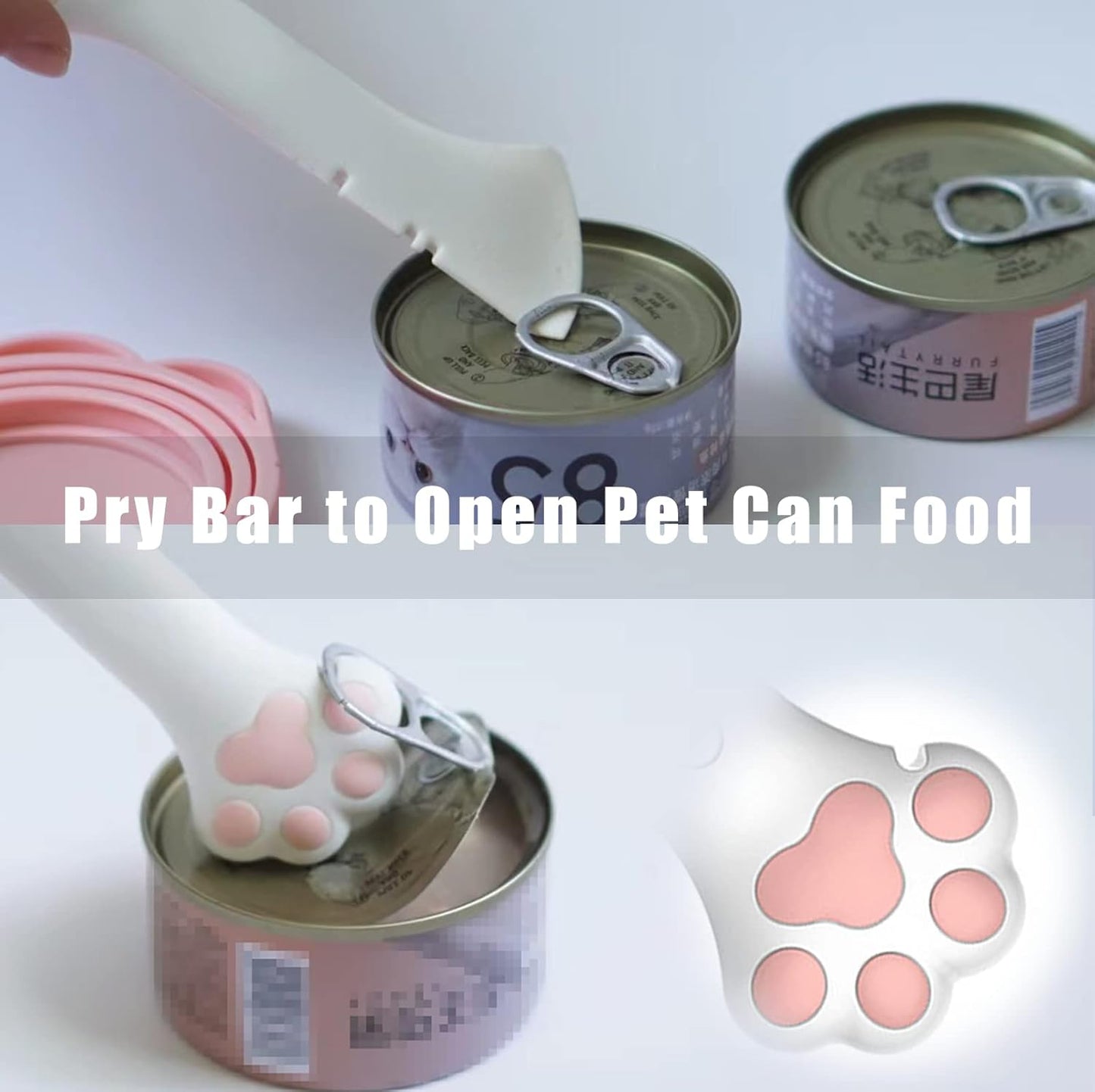 Meow&Woof Cat Food Can Lid and Spoon, BPA Free Cover for Animal Wet Food Storage, Reusable Topper for 3/5 /5.1/5.5/12/ 13 oz Cans Refrigerator Fresh Wash Machine Apply