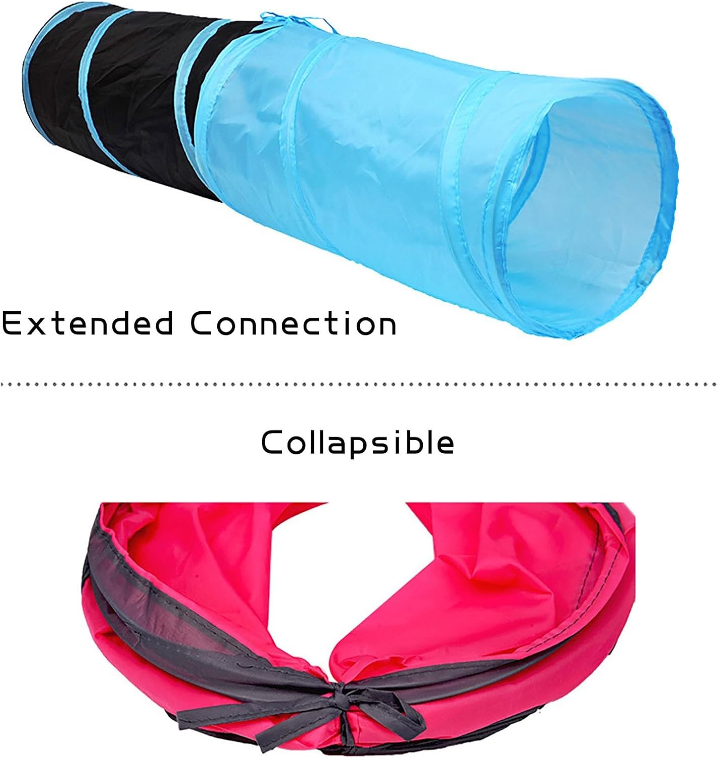 iCAGY Foldable Spiral Cat Tunnel - Ideal Indoor Toy for Small Cats, Kittens, and Rabbits - Collapsible Tube for Interactive Play and Outdoor Fun - Pet Activity Toy Black 20" 3 Pcs