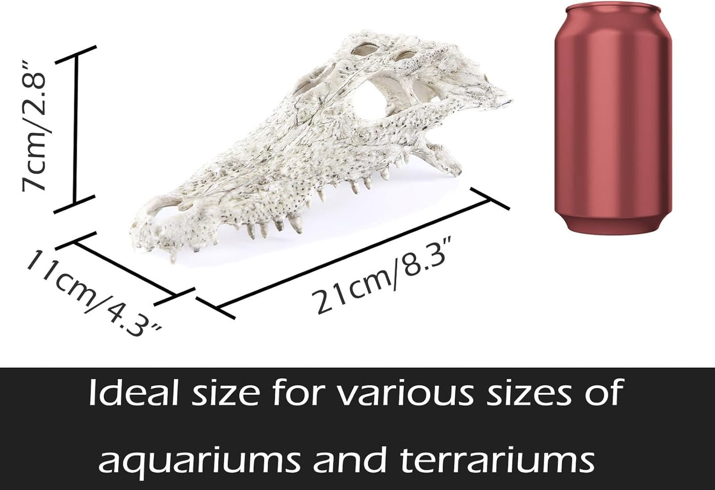 Animal Skull Fish Aquarium Hideout Decorations Cave Dinosaur Reptile Ornament Halloween Décor for Terrarium Large Betta Decor Bones