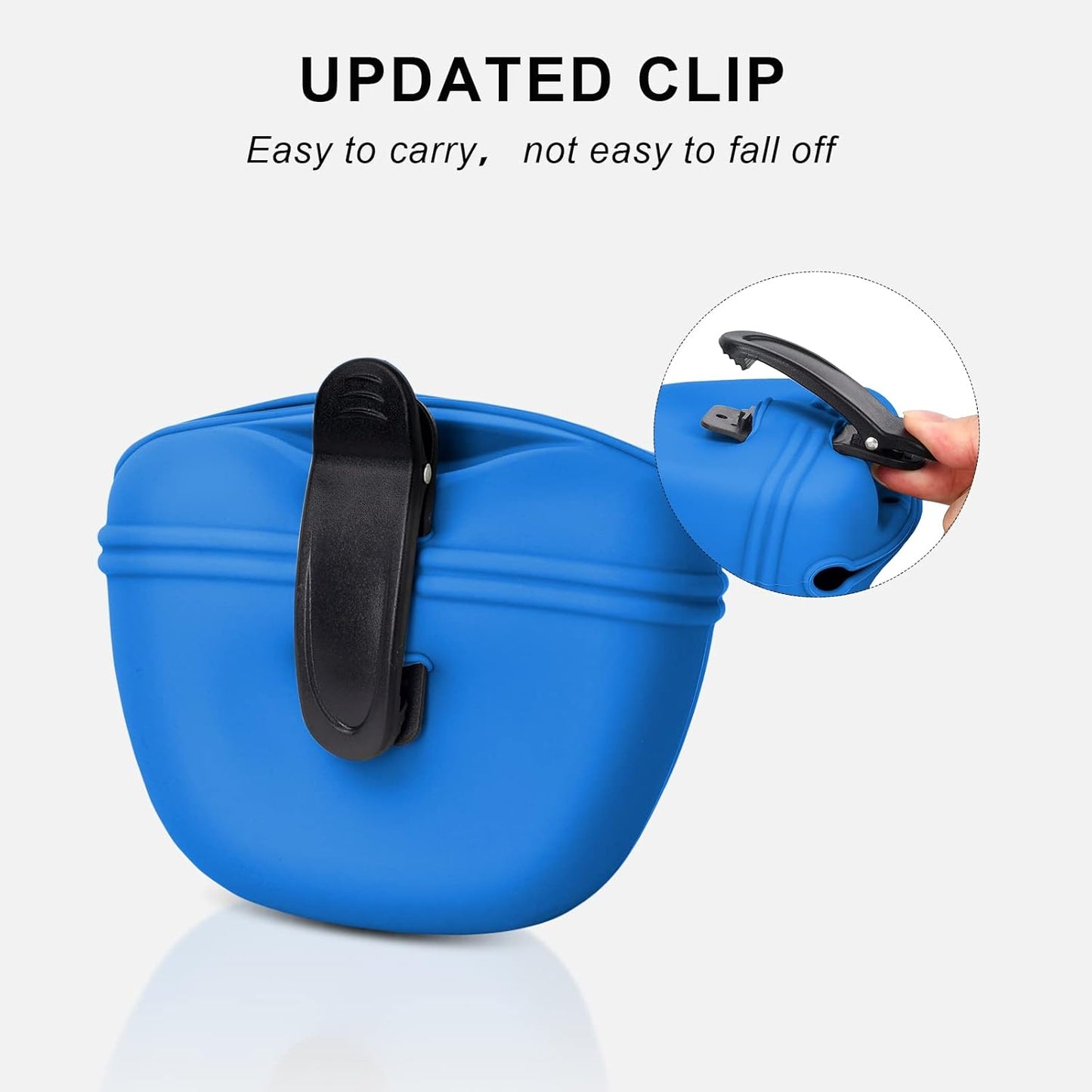 Left&Right Dog Clicker Training Kit,Silicone Dog Training Treat Pouch and Dog Clickers,Dog Treat Bag with Clicker Training for Dogs,Pet Treat Bag with Magnetic Buckle Closing and Waist Clip,Navy Blue