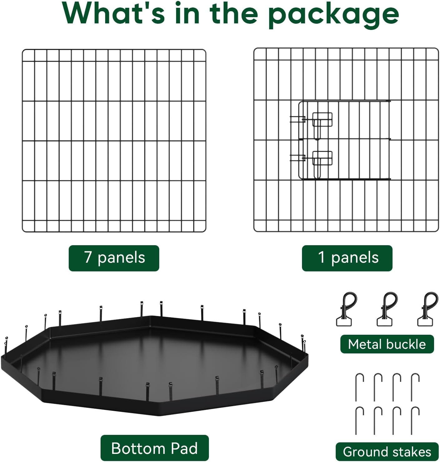 PJYuCien Dog Playpen, 8 Panels 30’’H Dog Pens Indoor with Bottom Pad, Metal Foldable Pet Puppy Exercise Fence Crate Kennel, Better for Small Animals,Black