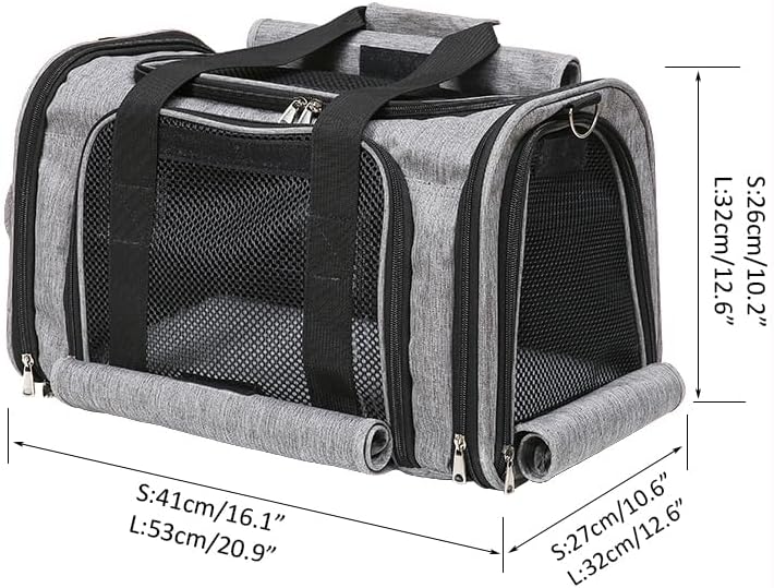 Pet Carrier Bag for Small Medium Cats Dogs Puppies up to 26 Lbs,Steel Frame Dog Carrier,pricacy-Oriented cat Carrier,Collapsible pet Carrier for Easy Storage (Grey, Small: 16.1"X10.6"X10.2")