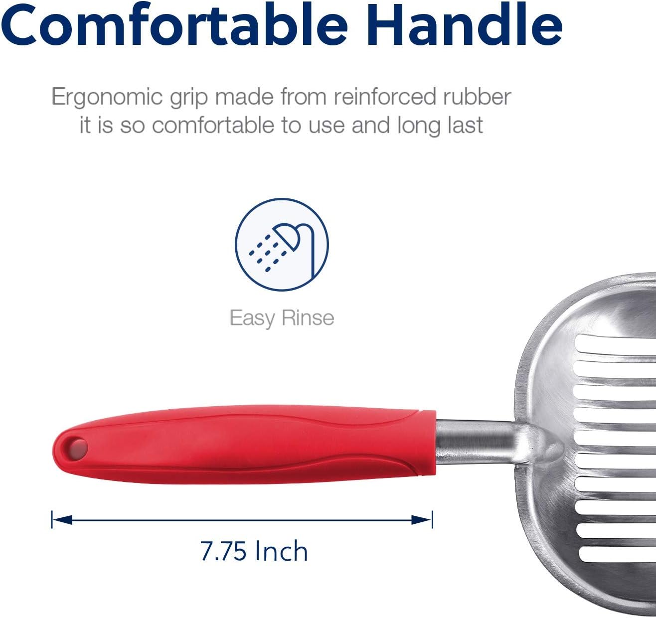 WePet Cat Litter Scoop, Aluminum Alloy Sifter, Kitty Metal Scooper, Deep Shovel, Long Handle, Poop Sifting, Kitten Pooper Lifter, Durable, Heavy Duty, for Litter Box