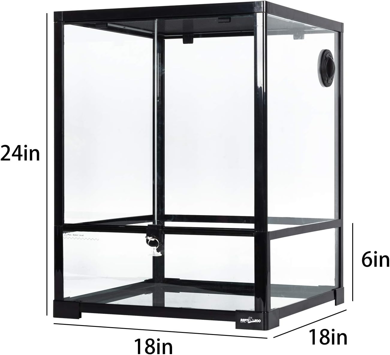 REPTI ZOO Reptile Glass Terrarium, 18" x 18" x 24" Knock-Down Reptile Habitat Tank with Double Hinge Door & Top Screen Ventilation and Side Mesh Ventilation, 30 Gallon Large Reptile Terrarium