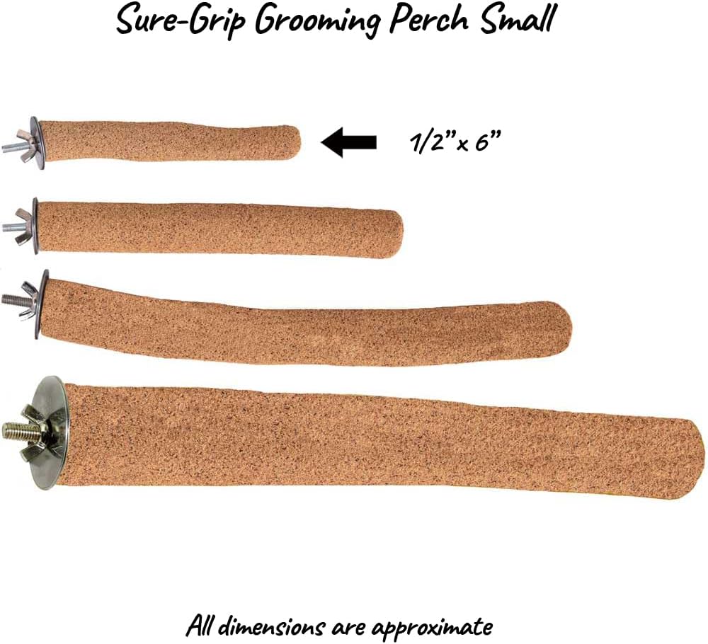 Super Bird Creations SB1151 Sure-Grip Grooming Perch Small, Small Bird Size - Enriches Beak and Foot Health - Ideal for Parrotlets Parakeets Finch Canary - Small Bird Size, 1/2" diam x 6" (Small)