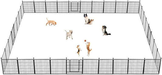 Dog Playpen 32 inch 30 Panels Indoor Outdoor Dog Pen for Medium/Small Dogs Heavy Duty Metal Dog Fence Outdoor for Yard, Puppy Playpen with Door Portable Pet Fence for RV Camping Yard