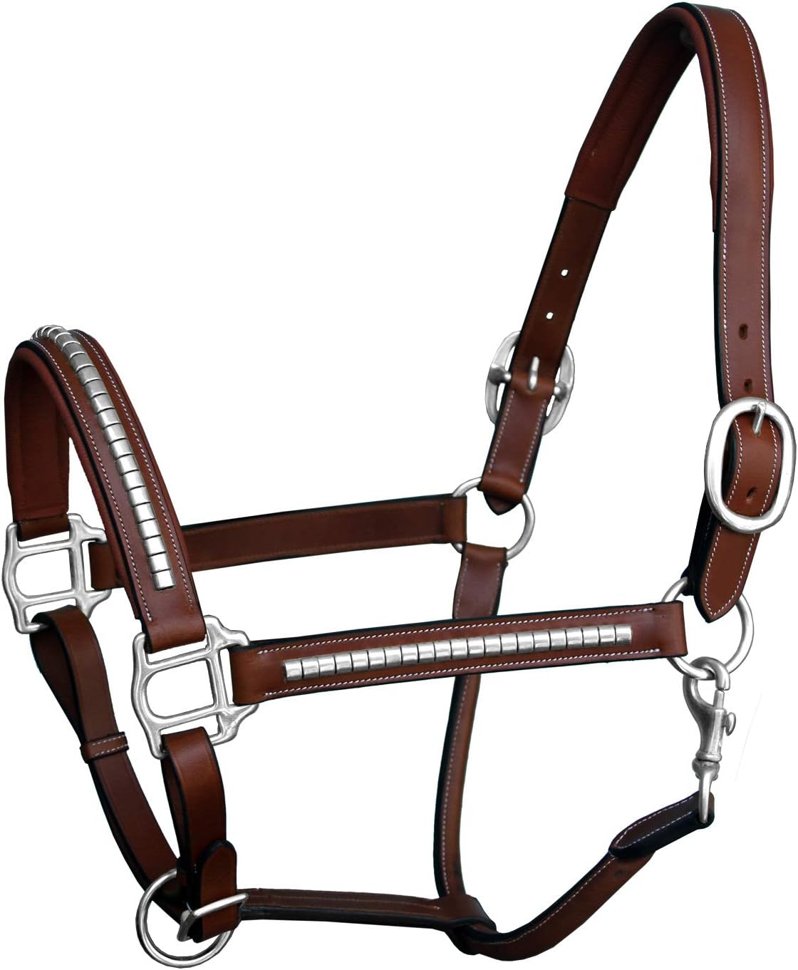 Exion Leather Horse Halter with Padding & Clincher Studs – Adjustable Quick‑Release Crownpiece Halter for Horses – Vegetable‑Tanned Leather in Black & Brown – Cob, Full & Oversize