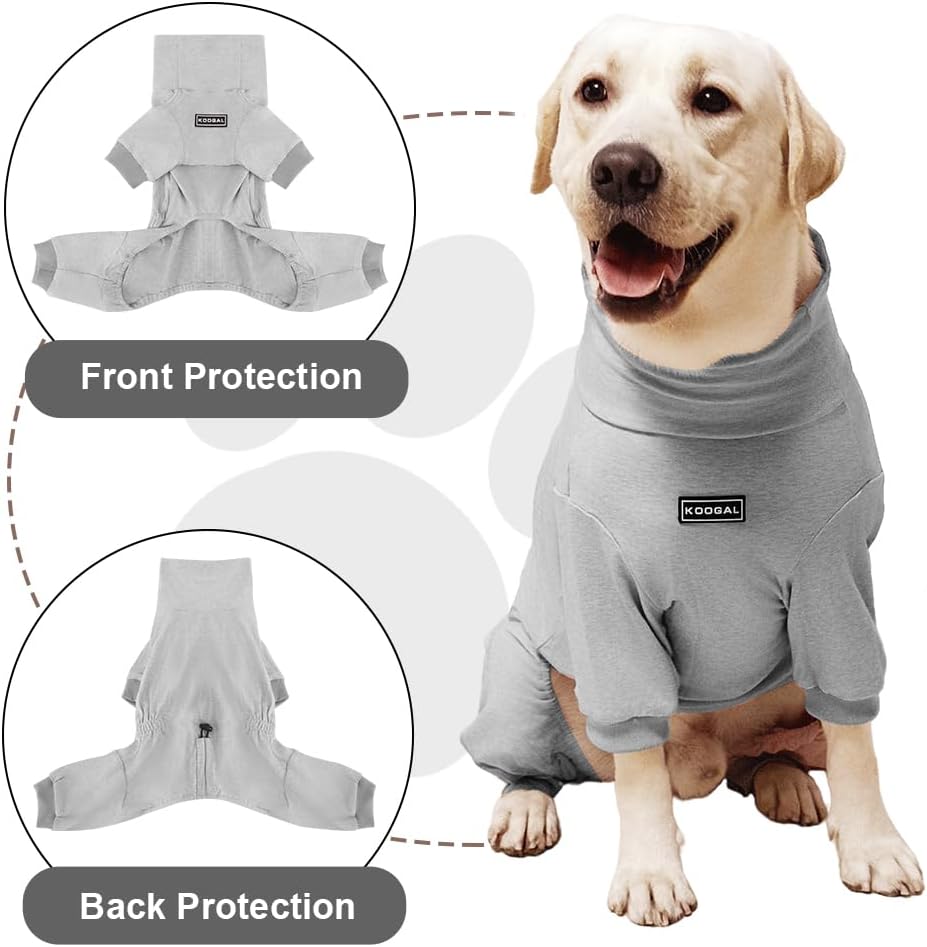 Dog Pyjamas PJS Sweater Clothes and Home Clothing Suitable for Large to Giant Breeds of Dogs, Dog Surgery Recovery Suit, Extra-Large Stretch Fabric, Four-Legged Clothes(Thin Gray, 6XL)