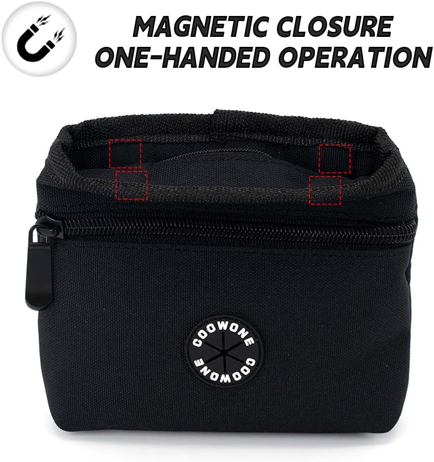 COOWONE Dog Treat Pouch with Pet Training Clicker, Detachable Dog Puppy Training Treat Bag, 900D Oxford Cloth Magnetic Closure Small Dog Poop Bag Holder for Travel or Outdoor Use