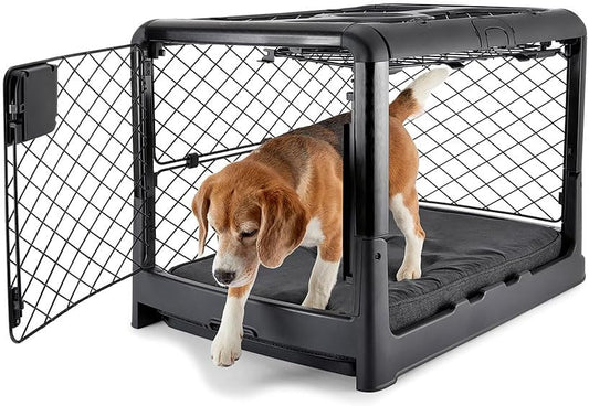 DIGGS Revol Collapsible Dog Crate with Wheels - Premium Portable Dog Crate - Safe, Stylish, and Convenient Indoor Kennel (Charcoal, Medium)