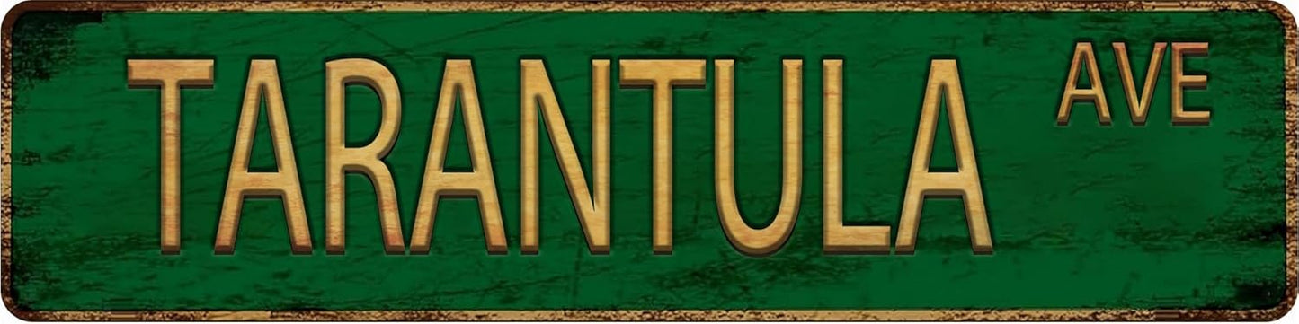 Vintage Metal Tin Sign TARANTULA AVE 4''x16'' inch, Street Sign for Home, Restaurant, Bar, Cafe, Garage - Retro Wall Decor Plaque