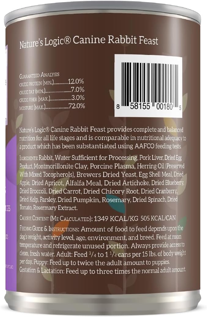 Natures Logic NL00180 Grain-Free Rabbit Feast Wet Dog Food, One Size