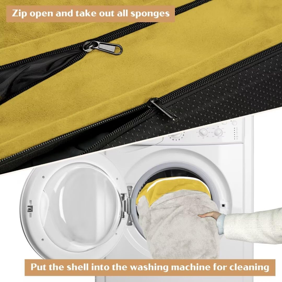 Comfort Expression XXL Dog Bed Orthopedic Foam, Waterproof Dog Beds for Oversized Dogs, Washable Dogs Sofa Bed with Removable Cover & Non-Slip Bottom(XX-Large,Spicy Mustard)