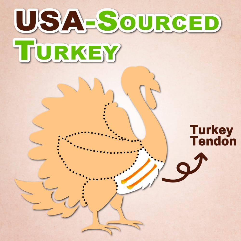 AFreschi Turkey Tendons for Dogs, USA-Sourced, Healthy Dog Treats, Rawhide-Free Puppy Chews, All Natural, Hypoallergenic Dog Treats, Classic Series, Braided Sticks, 3.5 oz Pack