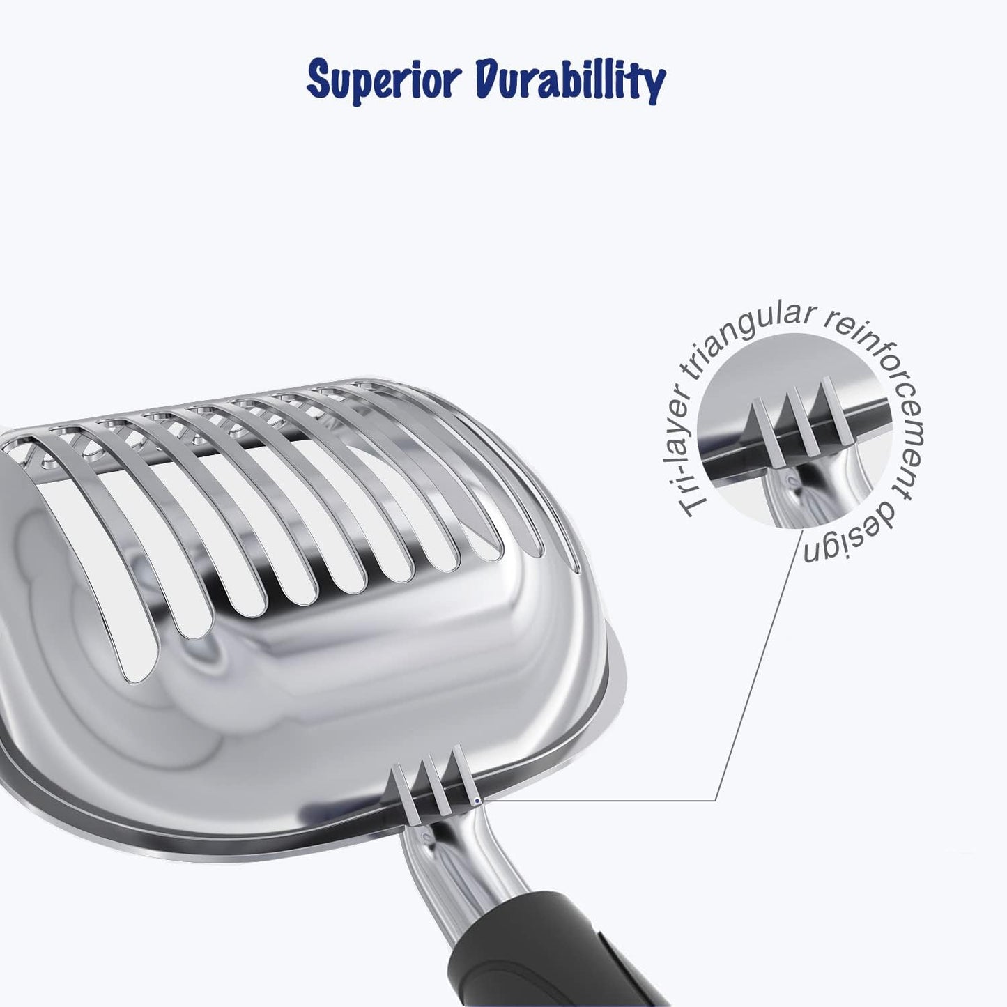 WePet Cat Litter Scoop, Aluminum Alloy Sifter, Kitty Metal Scooper, Deep Shovel, Long Handle, Poop Sifting, Kitten Pooper Lifter, Durable, Heavy Duty, for Litter Box