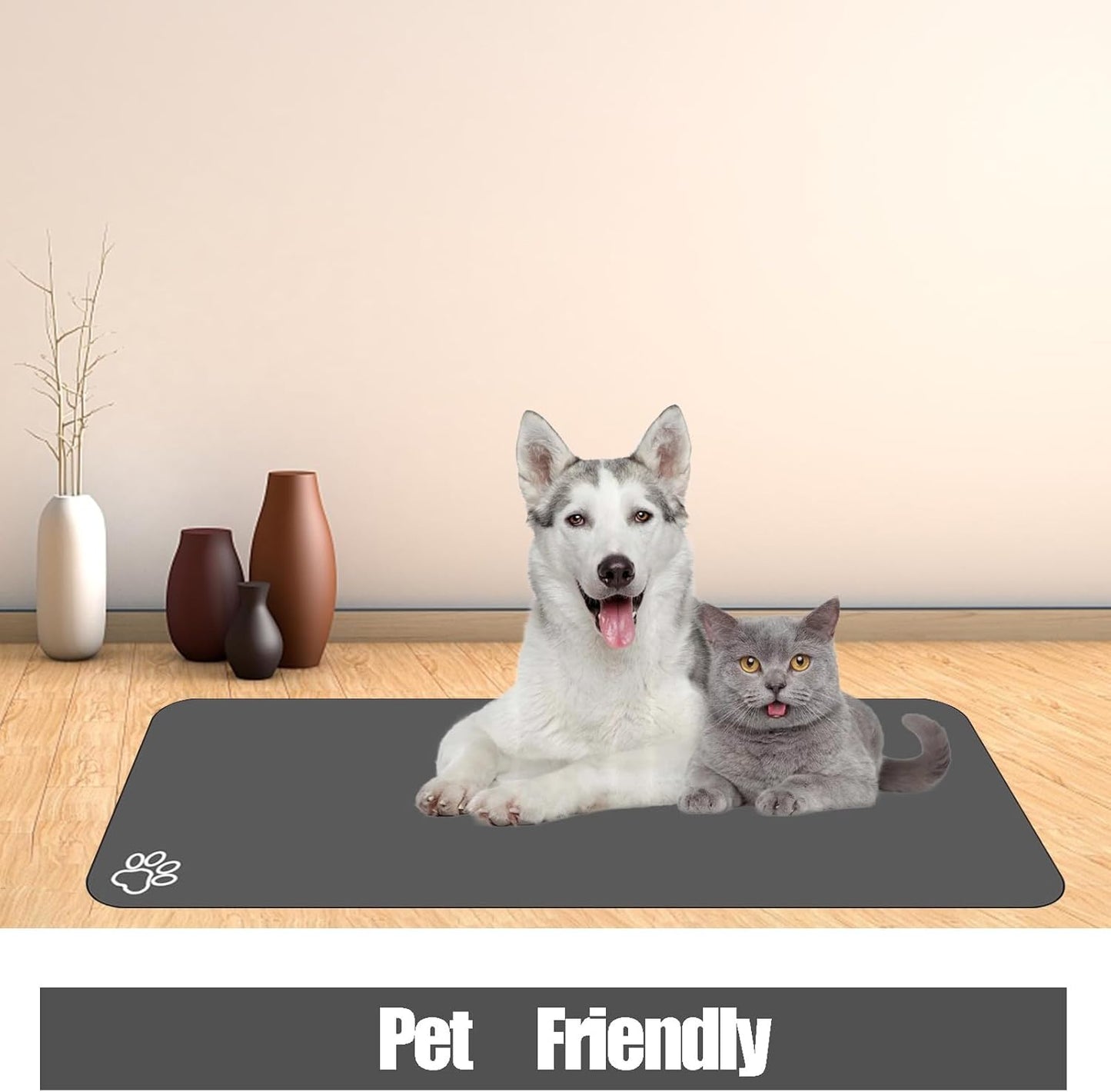 Large Pet Feeding Mat, Absorbent Quick Dry Dog Mat for Food and Water Bowl, Non Skid Cat Bowl Mat, No Stains for Pet Water Dispenser Pet Supplies for Messy Drinkers