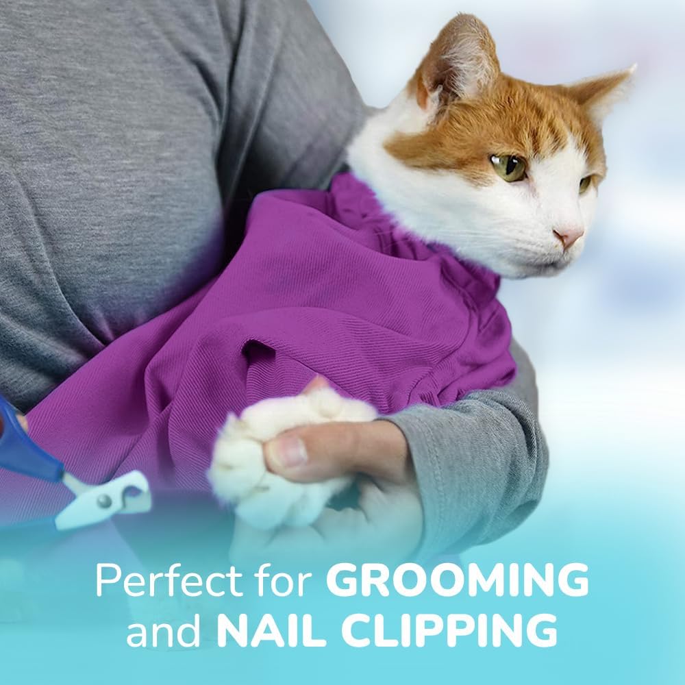 Cozy Comfort Carrier - X-Small Lavender Cat Carrier Soft, Cat Restraint Bag and Cat Sling Carrier for Grooming, Vet Visits, Medication Administration, Dental Care, and Nail Trimming