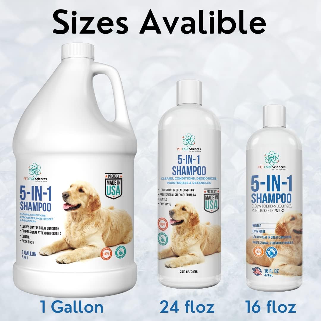 16 floz 5 in 1 Dog Shampoo for Itchy Skin - Sensitive Skin Dog Shampoo for Smelly Dogs - Dog Shampoos & Conditioners - Made in The USA