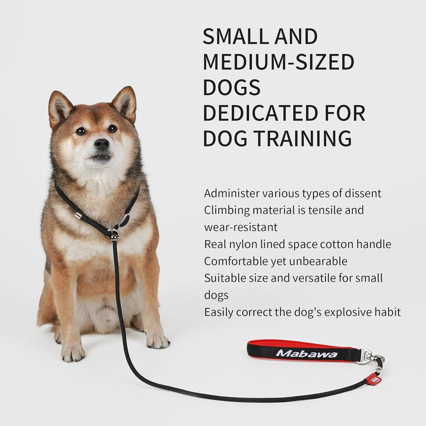 Dog Anti-Slip Leash 5FT with Metal Stopper - Durable No-Pull Training Lead for Small, Medium & Large Dogs - Comfortable Handle Nylon Rope, Tangle-Free Pet Walking Leash (Black, 5.6FT)