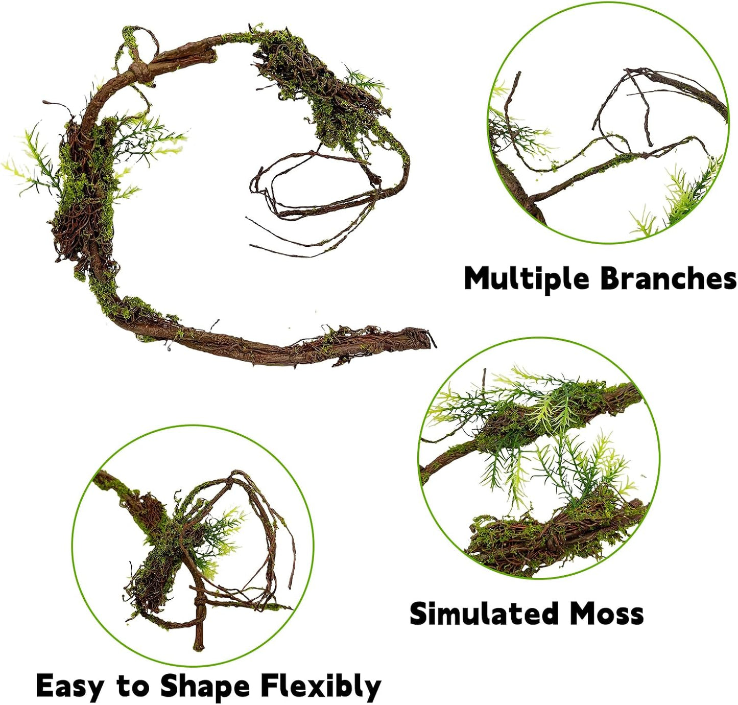 BNOSDM Reptile Vines, Bendable Jungle Climbing Vine, Terrarium Artificial Plants Decor, Reptiles Tank Accessories for Bearded Dragons, Chameleons, Snakes, Lizards, Hermit Crabs