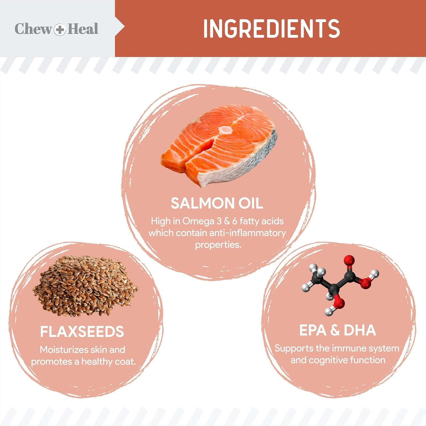 Salmon Oil for Dogs - Soft Chew Omega Treats for Skin and Coat - Fish Oil Blend of Essential Fatty Acids, Omega 3 and 6, Vitamins, Antioxidants and Minerals - Made in USA (180 Chews, Salmon)