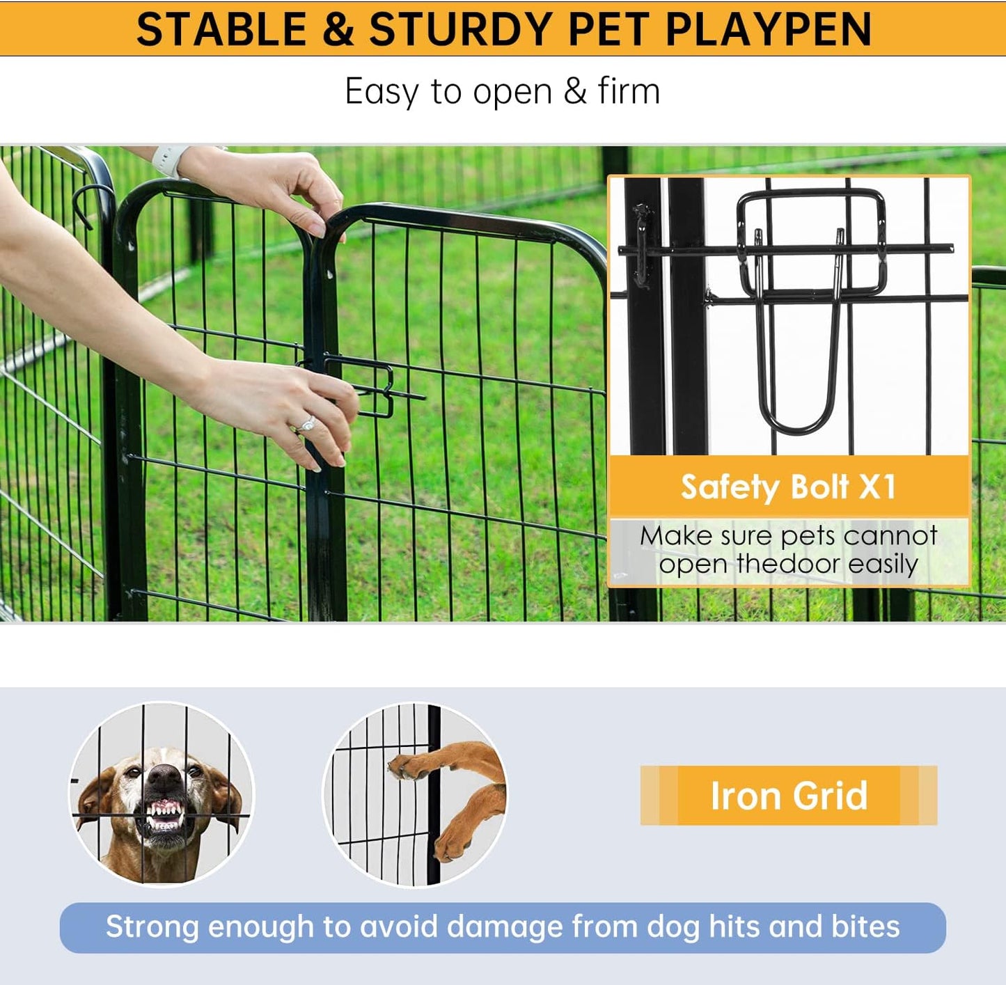 BestPet | Dog Playpen | 24 Inch, 24 Panels | Heavy Duty Metal Pet Exercise Pen | Indoor Outdoor Fence Panels | Rust-Resistant, Removable, Tool-Free Setup | Anti-Skid, Expandable Design