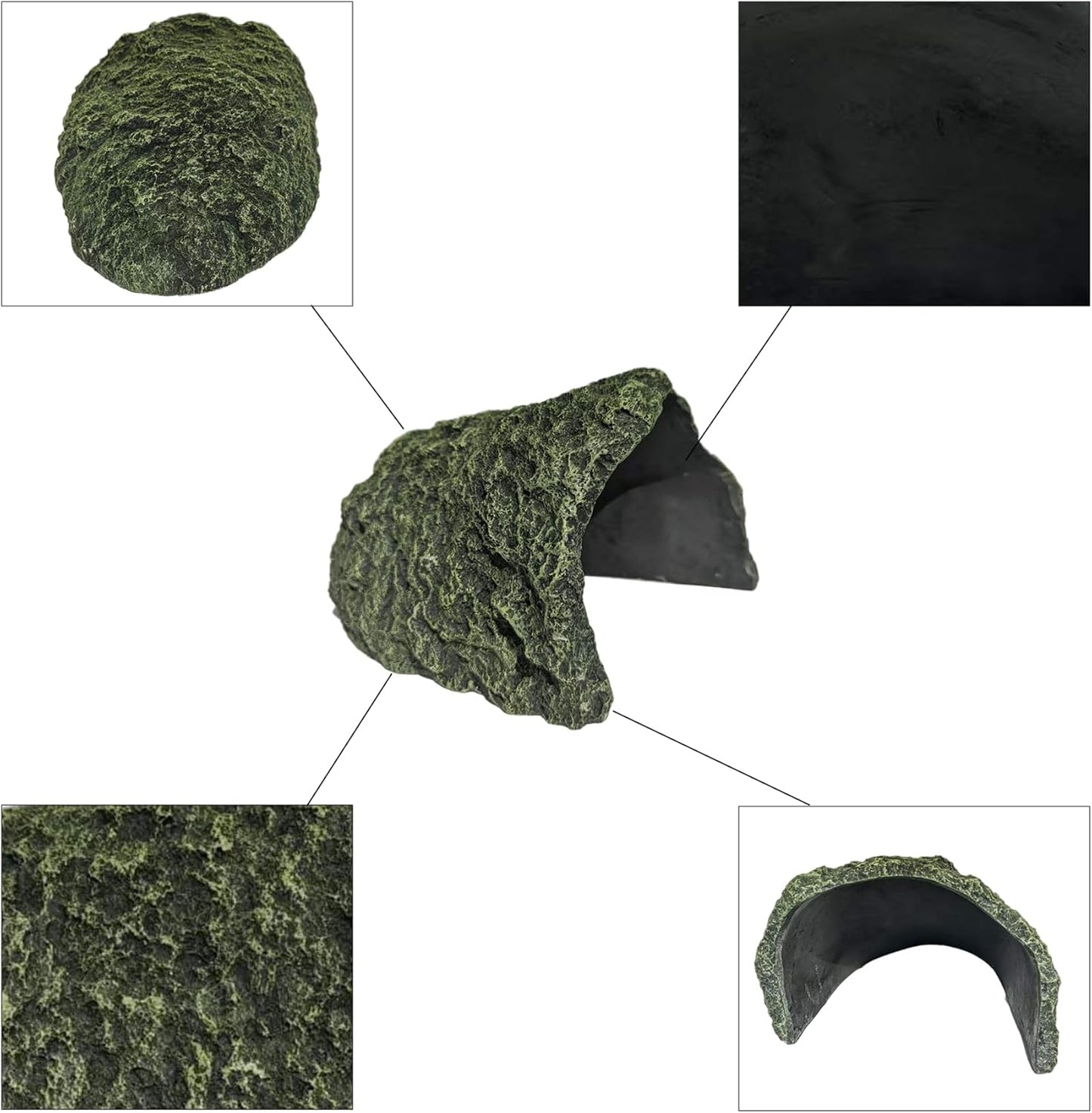 Oversize Resin Rock Reptiles Large Hideout Cave – Ideal for Turtles, Lizards, Bearded Dragons, Leopard Geckos, Snakes, Amphibians,Small Pets and Fish – Perfect for Aquarium and Terrarium Habitat Decor