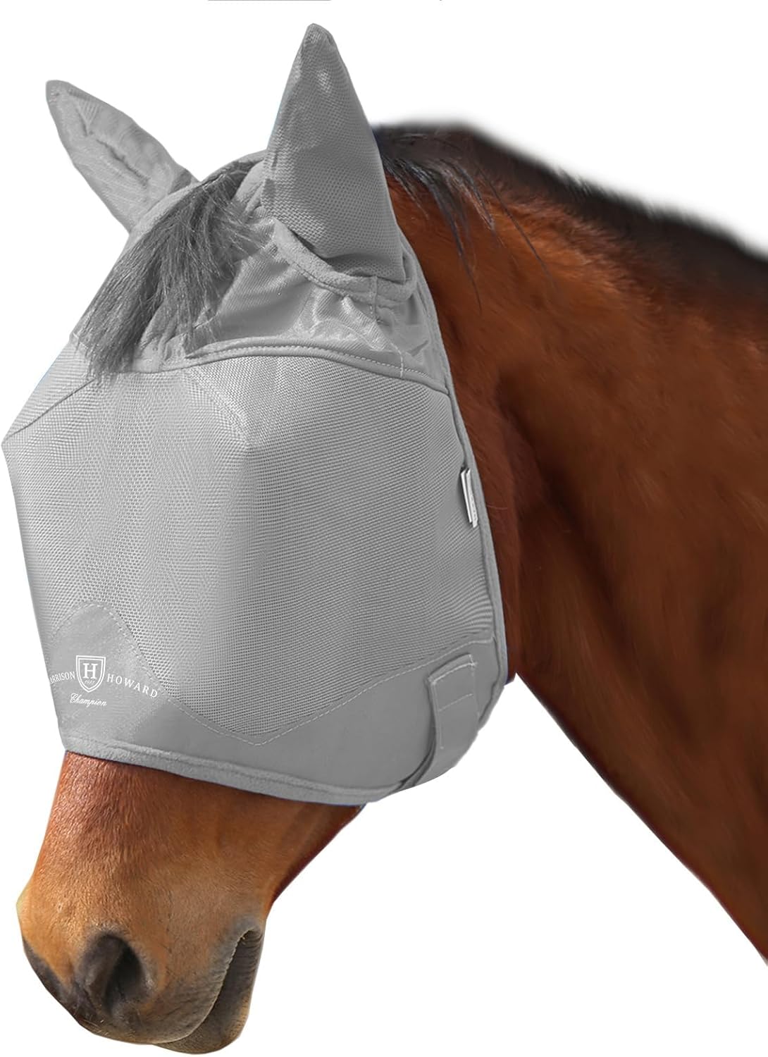 Harrison Howard UV-proof Multi-Function Fabrics Thick Fleece Padding Horse Fly Mask Half Face with Ears Original Grey Arabian Medium