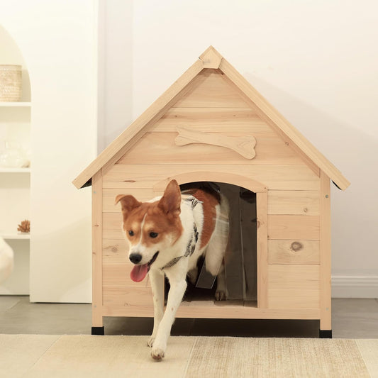 Solid Wood Dog House Comfortable Outdoor Shelter for Medium-Sized and Smaller Dog Sturdy, Durable and Easy to Clean,Can DIY,33.5’’D×30.7’’W×32.3’’H