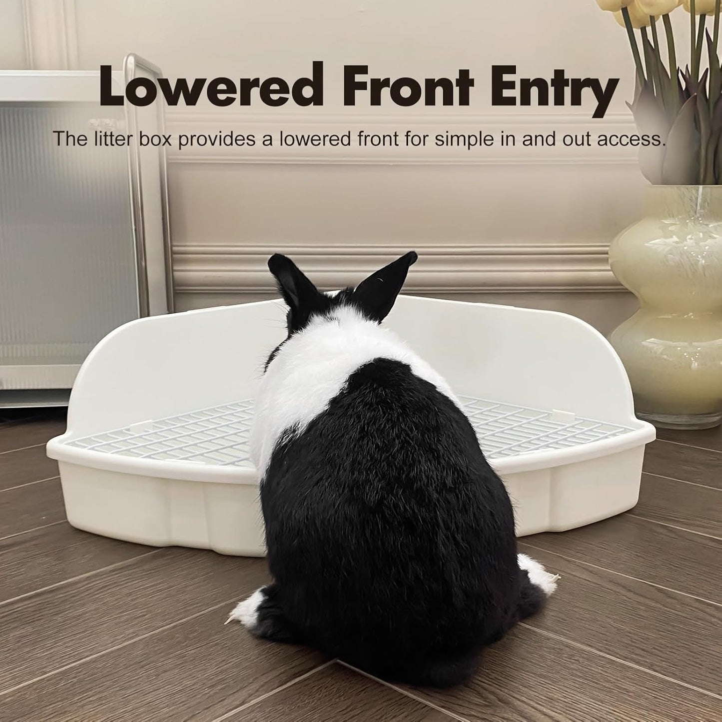 RUBYHOME Rabbit Litter Box Large Bunny Guinea Pig Corner Litter Box Potty Trainer Bigger Pet Pan Hamster Bedding Cage Litter Fanshaped for Adult Guinea Pigs Chinchilla Ferret, 20 in x 13.2 in x 6 in