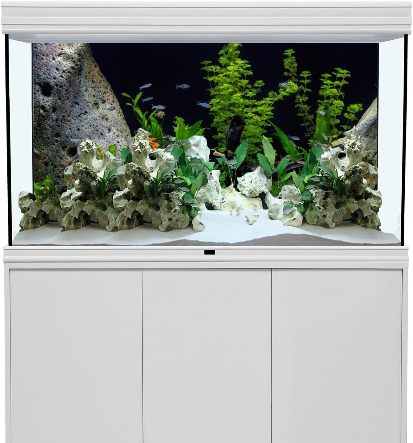AWERT Vinyl Underwater Aquatic Plant Fish Tank Background Stone River Bed & Lake Aquarium Background 60x24 inches
