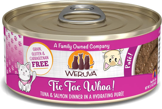 Weruva Wet Cat Food, Tic Tac Whoa with Tuna and Salmon Pate, 5.5oz Can, Pack of 8