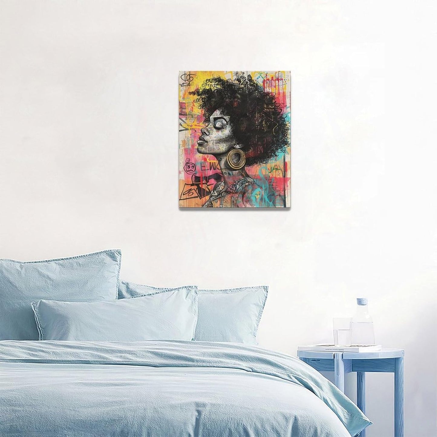 Quorin African American Wall Art Banksy Graffiti Black Woman Pictures Black Girl Wall Decor Canvas Print Painting Artwork for Bathroom Living Room Bedroom 16"x20"