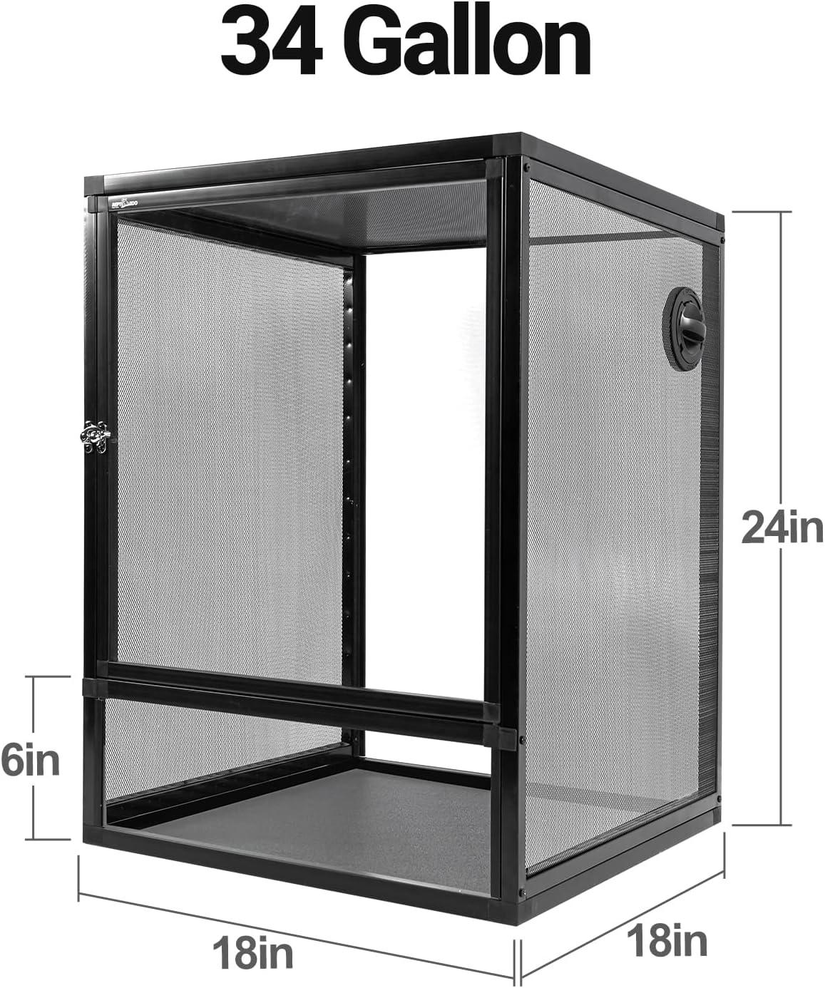 REPTI ZOO 18" x 18" x 24" Front Opening Chameleon Cage with 3-Sided Metal Mesh, 34 Gallon Screen Vertical Terrarium with Background Sticker, Tall Enclosure for Chameleon, Tree Frog, Arboreal Reptiles