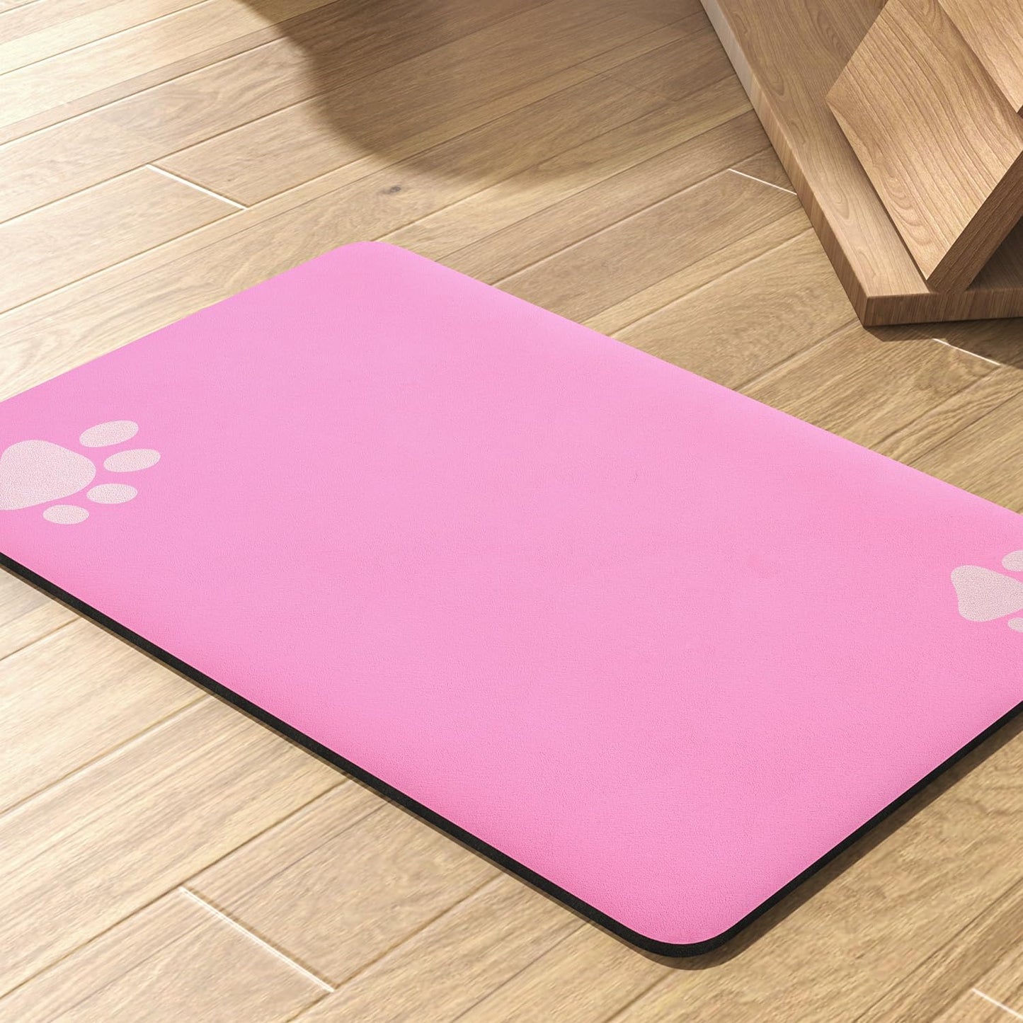 Pet Feeding Mat-Absorbent Dog Mat for Food and Water Bowl-No Stains Quick Dry Water Dispenser Mat-Dog Accessories Pet Supplies-Bowl for Messy Drinkers（BRIGHTPINK,12"x19"