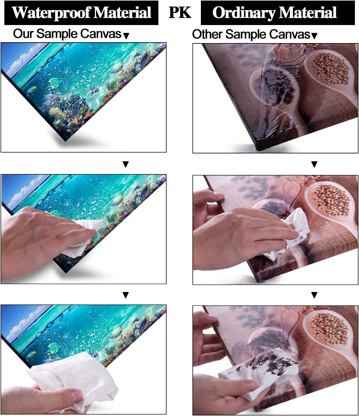 Tropical Island Coral Reef Landscape Canvas Wall Art for Living Room,Unique View Split Waterline Scenery,Beautiful Nature Summer Travel Scenic Picture Print Artwork Painting Decor,Inner Frame 20x40