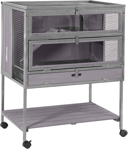 Guinea Pig Cage Metal Frame Hamster Cage Upgrade Anti-Chewing Rat House Indoor Outdoor Use Small Critter Habitat with Plastic Deep Not Leakage Pull Out Tray