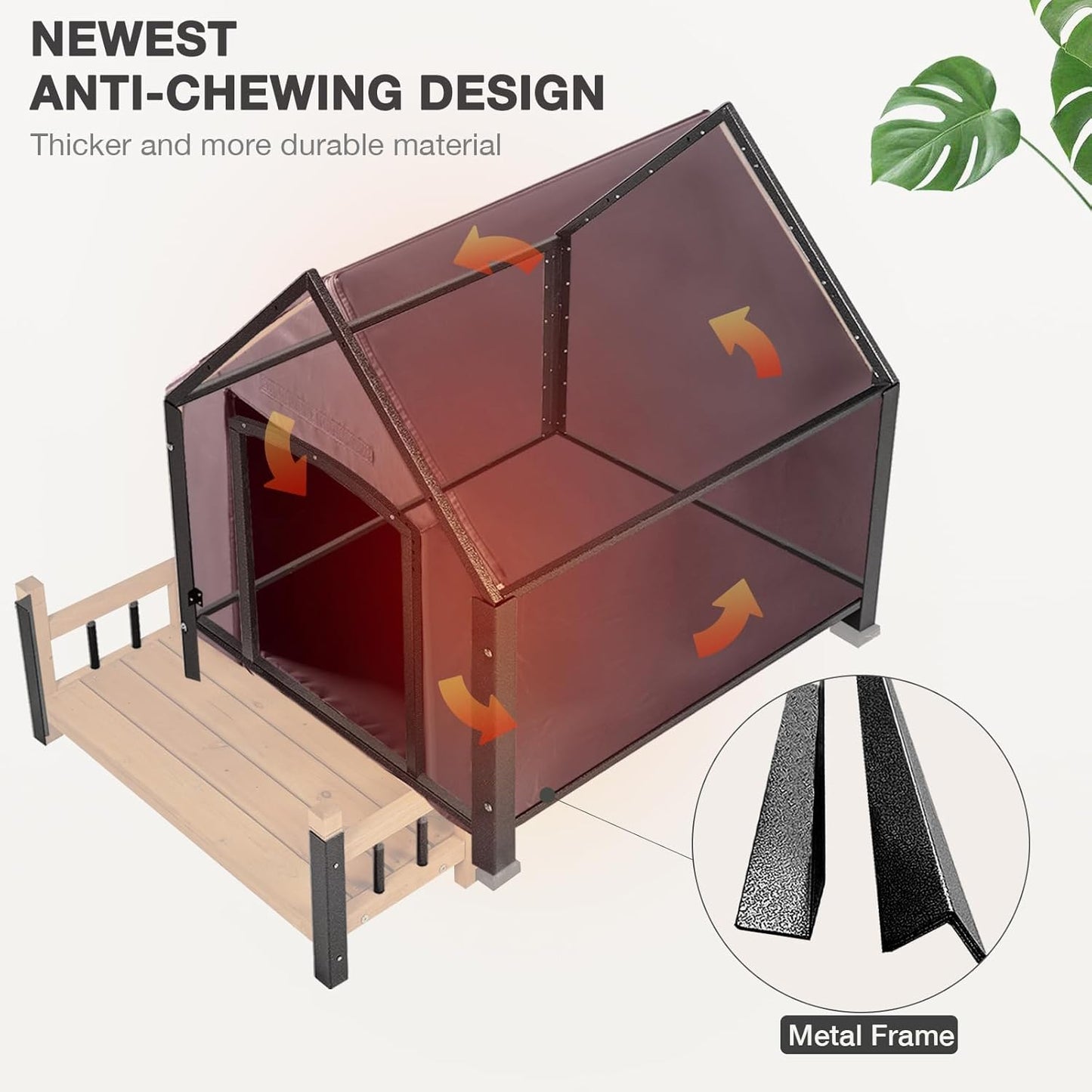 Dog House Outdoor, Weatherproof Wooden Dog Kennel Indoor for Small Medium Large Dogs, 50.87" L Insulated Large Dog Shelter for Winter