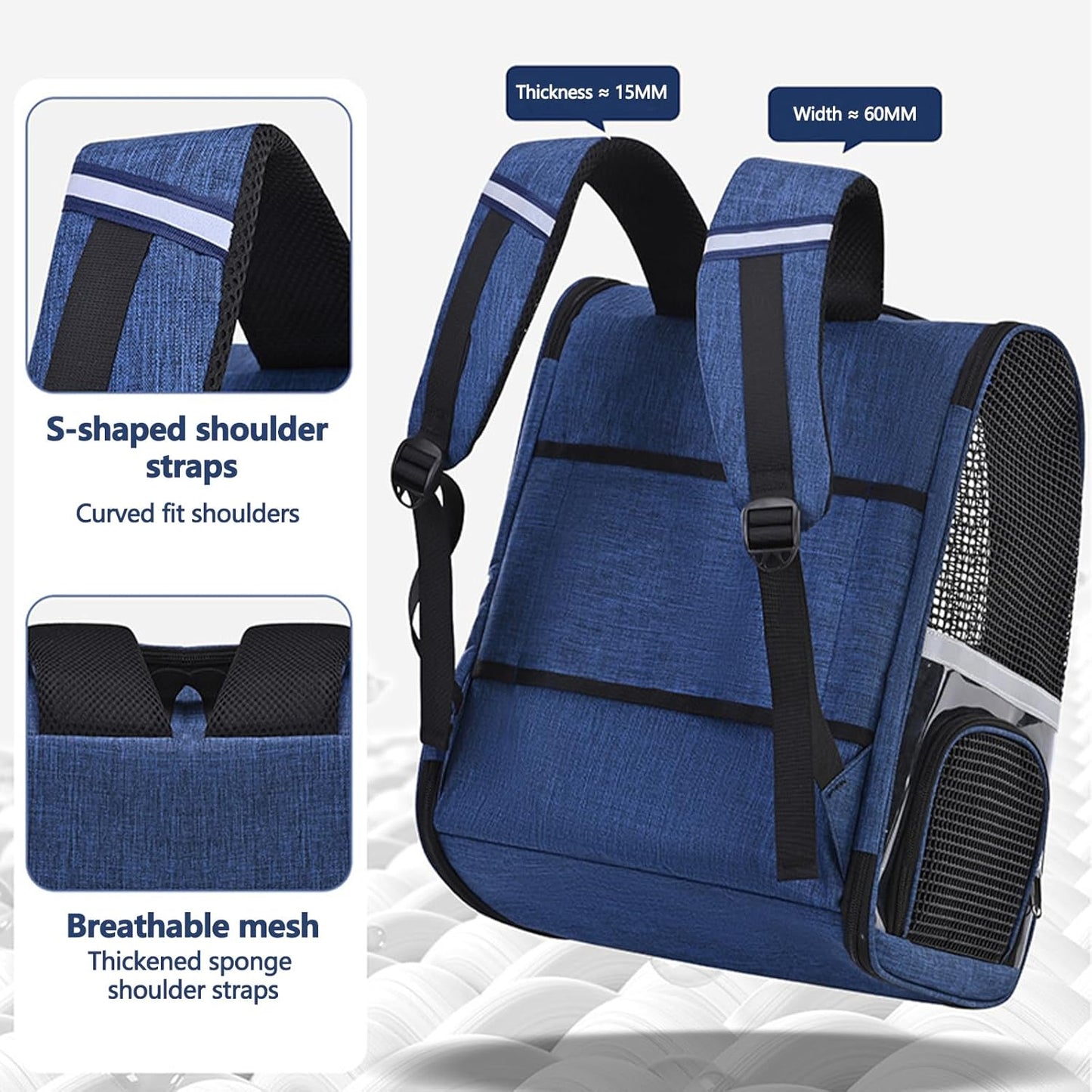 Pet Backpack, Airline Approved Dog Backpack, Cat Bag for Travel Hiking Bike Riding Walking Outdoor, Cat Backpack with Breathable Mesh(Gray)