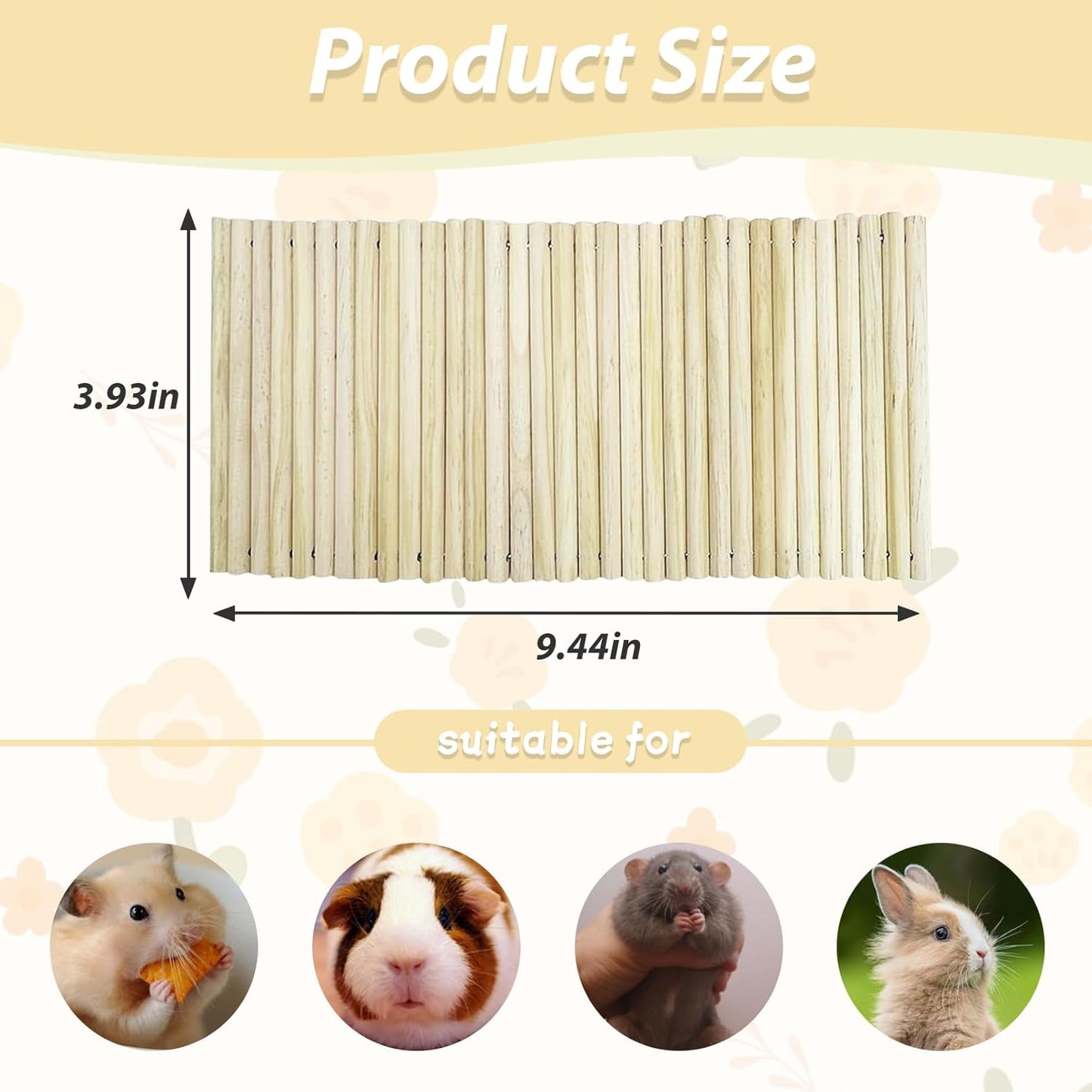 PIVBY 2PCS Wooden Hamster Ladder Bridge, Flexible Wood Tunnel Hide, Hamster Chew Toys for Small Animals Guinea Pig, Rat, Chinchilla, Gerbil, Mice, Mouse (Natural)