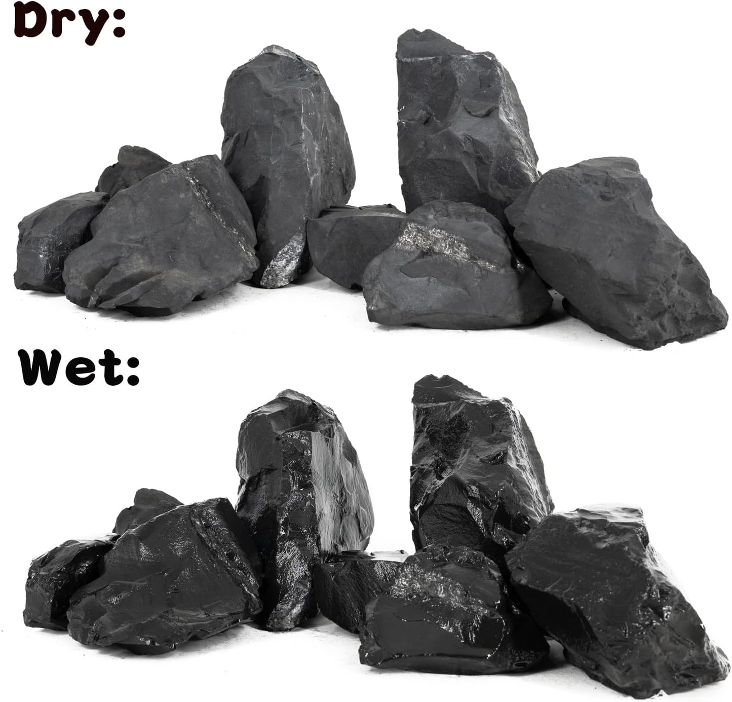 Unocho Fish Tanks Stone 20LB Natural Black Slate Rocks for Aquariums Decorative Aquascaping Stone for Reptile Terrariums, Bonsai Gardens & Outdoor 3-9inches(8PCS)