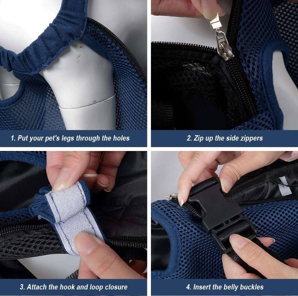 FEimaX Dog Carrier Backpack Pet Legs Out Front Cat Travel Bag, Adjustable Puppy Backpacks Carriers Hands-Free for Small Medium Dogs Cats Hiking Traveling Camping Daily Walking (Small, Navy)