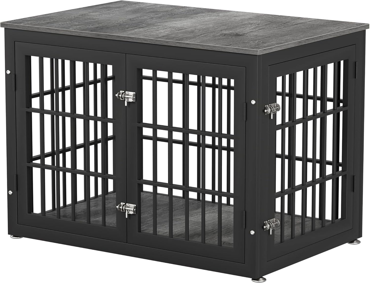 38 Inch Heavy Duty Dog Crate Furniture for Large and Medium Dogs, Decorative Pet House End Table, Wooden Cage Kennel Furniture Indoor, Gray