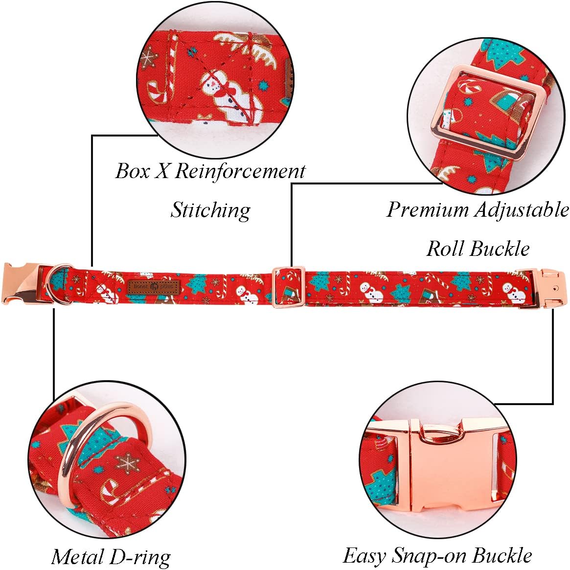 Lionet Paws Christmas Dog Collar with Bowtie, Dog Bowtie Collar with Metal Buckle for Dogs and Cats, Adjustable Comfortable Dog Collar Girl Boy Gift, XS, Neck 8-12 in