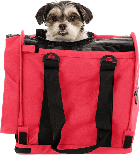 SturdiBag Pro 2.0 Pet Travel Carrier for Cats and Dogs | Soft Sided Pet Carrier Bag with Safety Clips and Seatbelt Straps for Airplane or Car Travel | Cube, Hot Pink